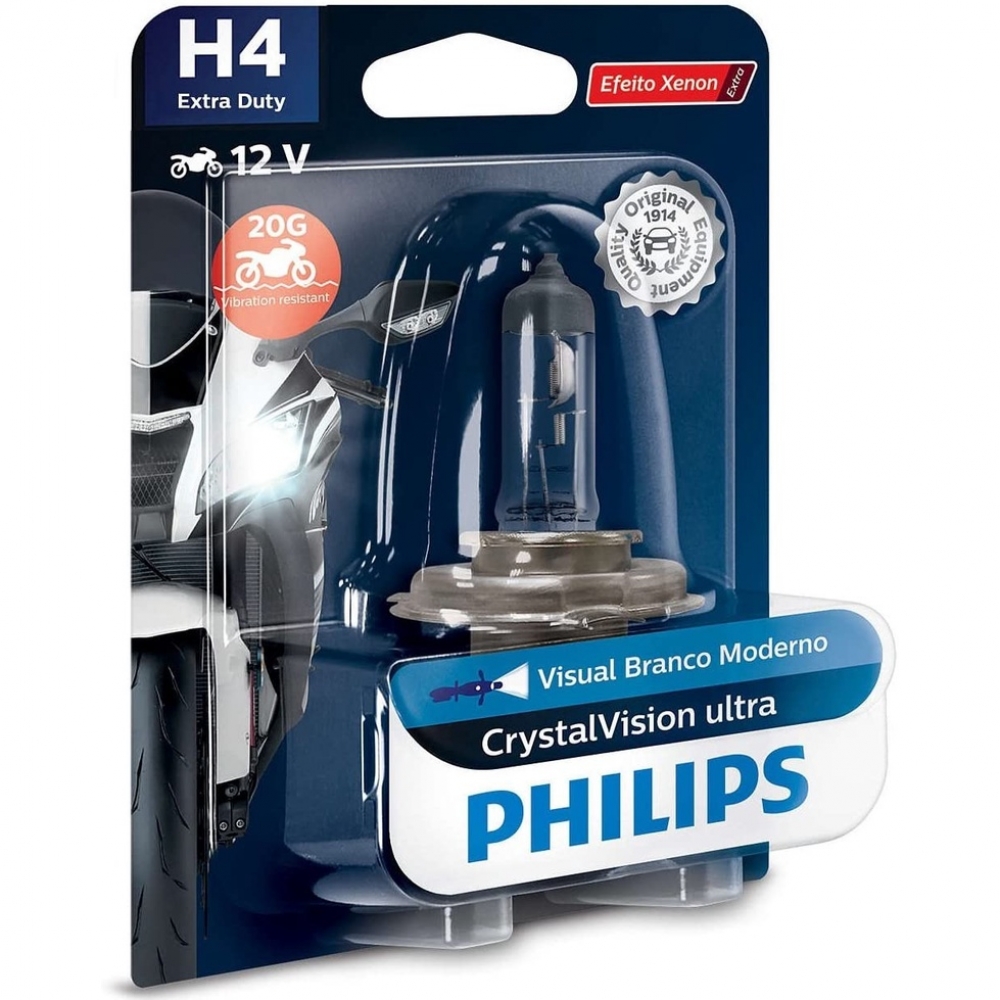 Lâmpada Farol Super Branca H4 35w Moto Titan Fan 125 150 Ybr Factor Xr 250 Tornado Efeito Xenon Philips