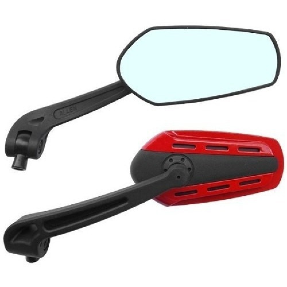 Par Espelho Retrovisor Esportivo Vermelho Universal P/ Motos